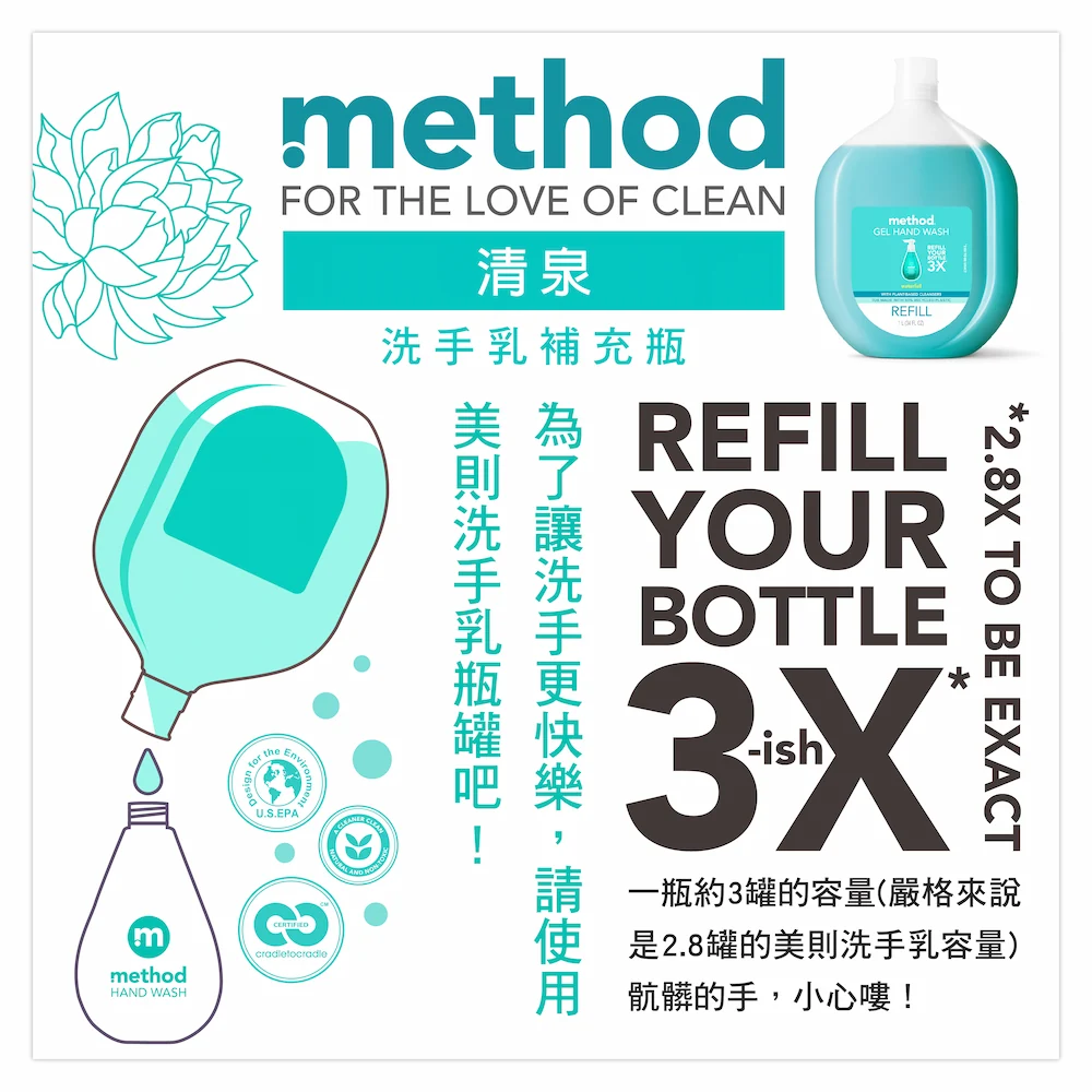 Method 美則 洗手乳補充瓶 – 清泉